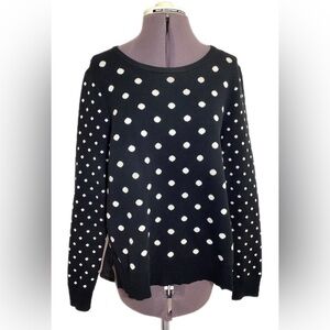 Veronica Beard Polka Dot Sweater Size L Mixed Media Silk Blend Designer Cozy